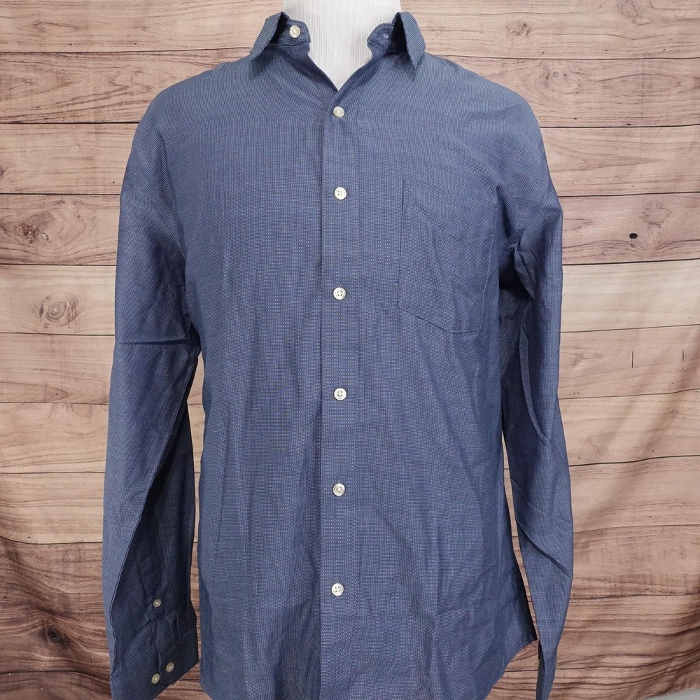 Van Heusen Dress Shirt Mens XL Blue Cotton Polyester Long Sleeve Classic Fit - Picture 3 of 9